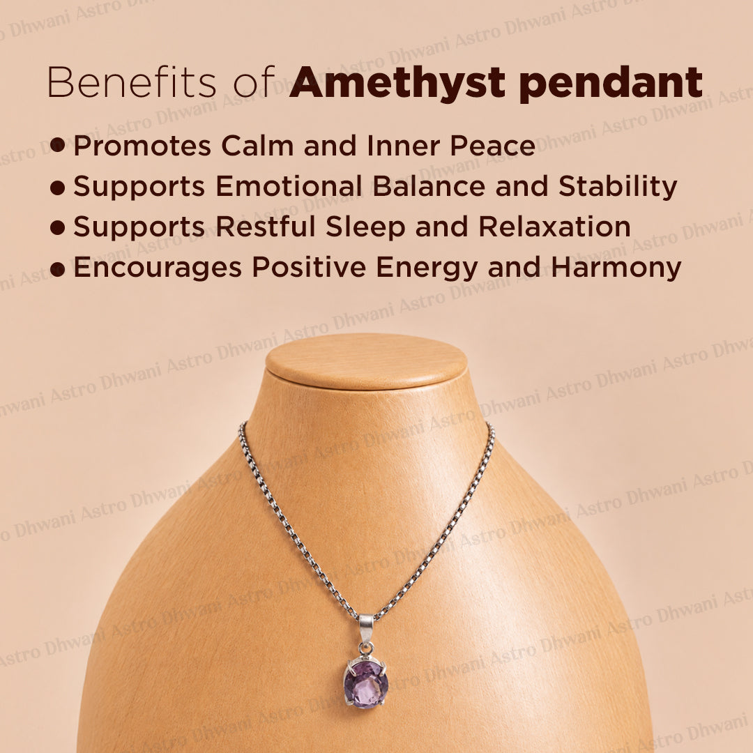 Attract Luck, Enhance Intuition, Improve Health & Skin: Amethyst Crystal Pendant - Abhimantrit & Certified