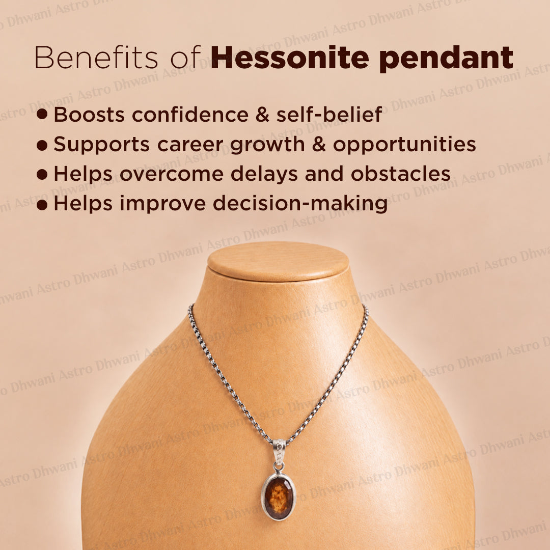 Rahu: Hessonite Pendant - Abhimantrit & Certified
