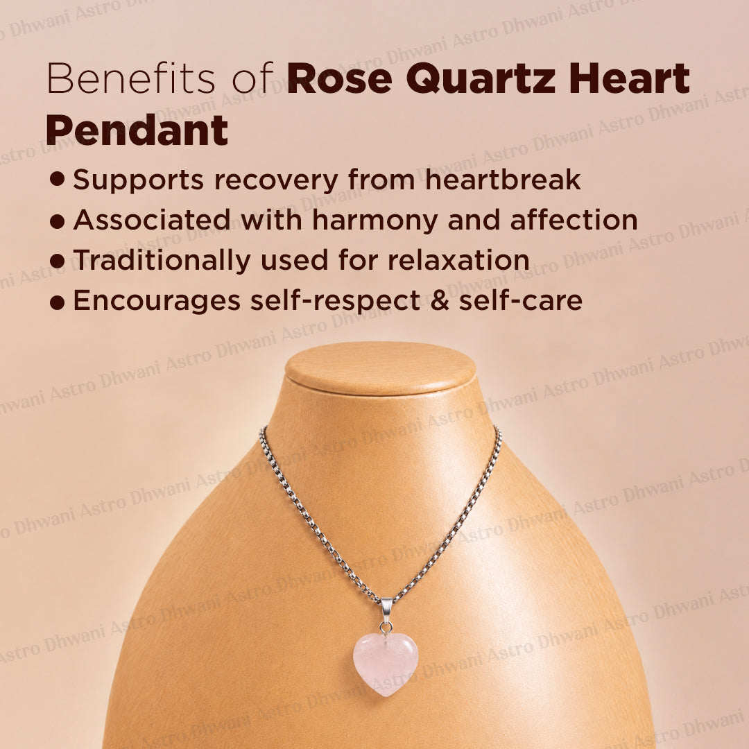 Original Rose Quartz Heart Pendant  - Abhimantrit & Certified