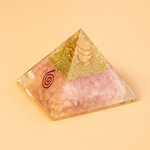 Rose Quartz Pyramid with Shri Yantra