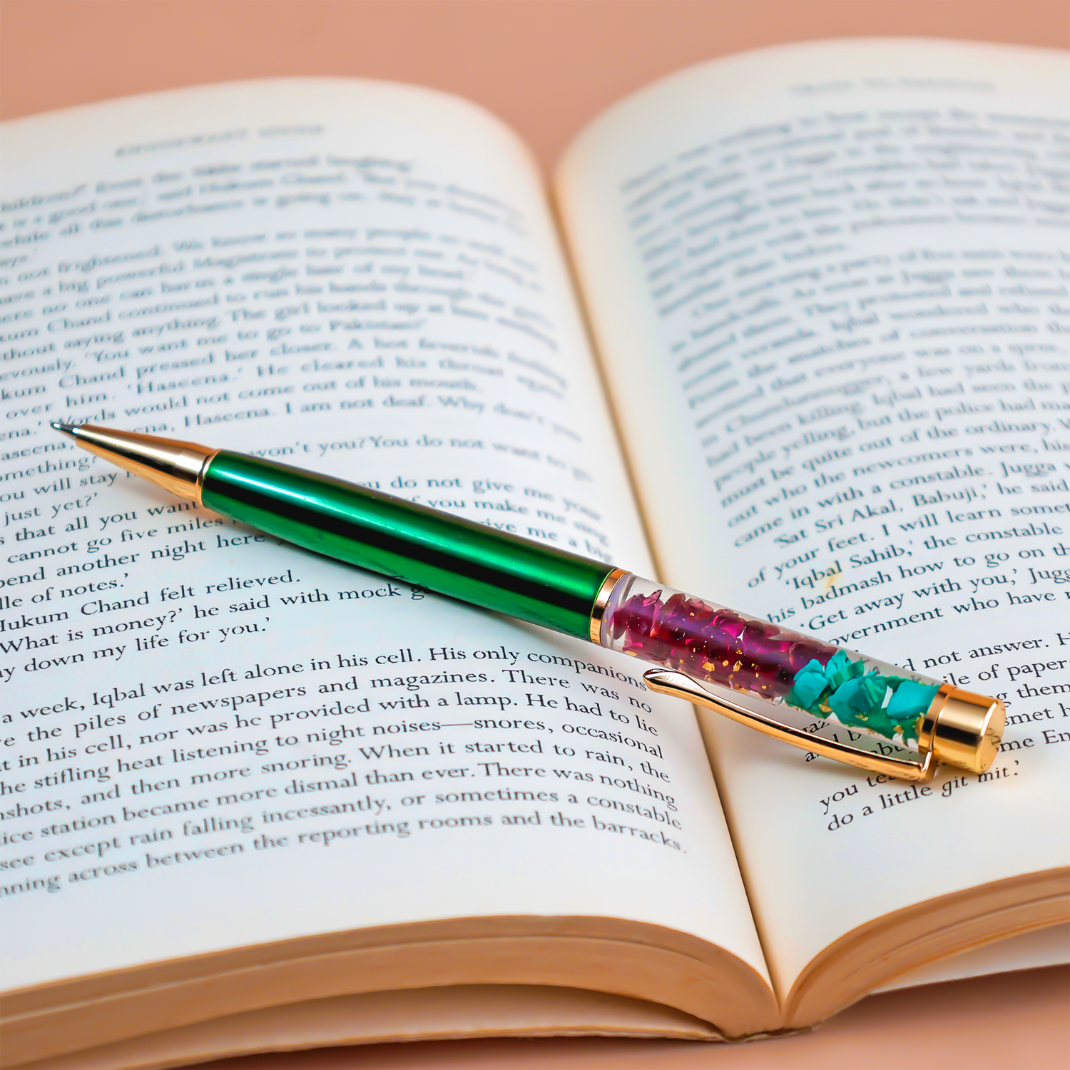 Malachite and Amethyst Pen