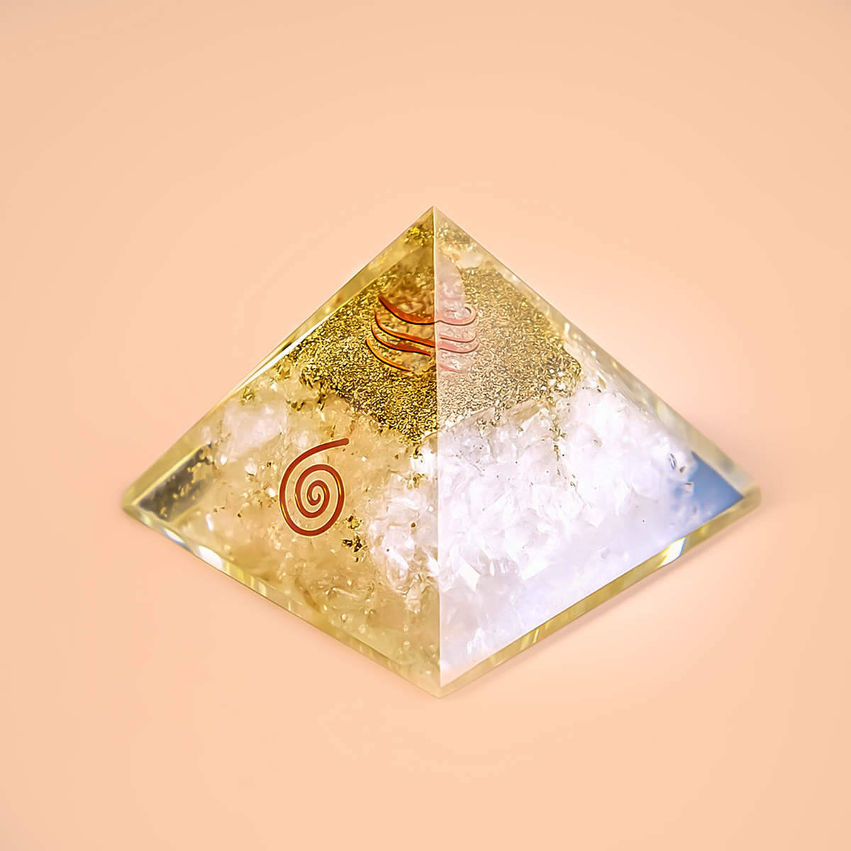 Selenite Pyramid with Shri Yantra