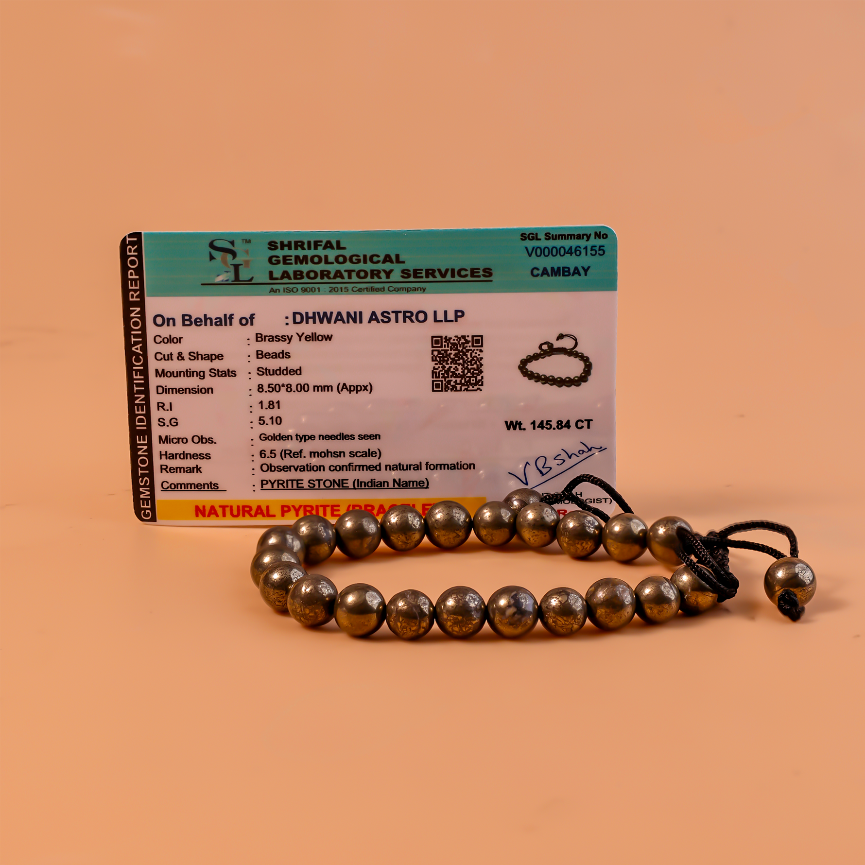 Attract Money, Success, Name & Fame: Pyrite Thread Bracelet - Abhimantrit & Certified