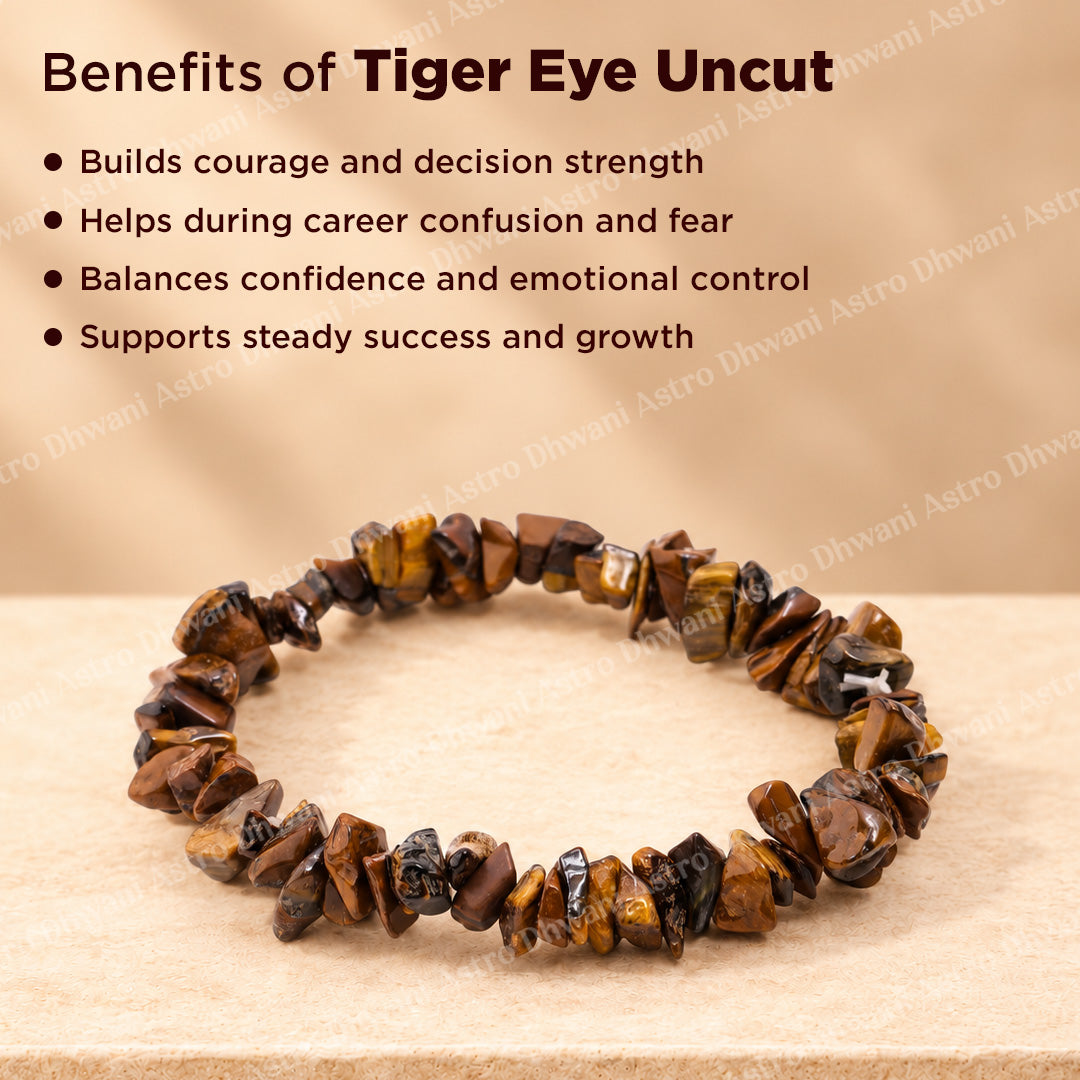 Tiger Eye Uncut Bracelet For Protection Confidence Focus - Abhimantrit & Certified
