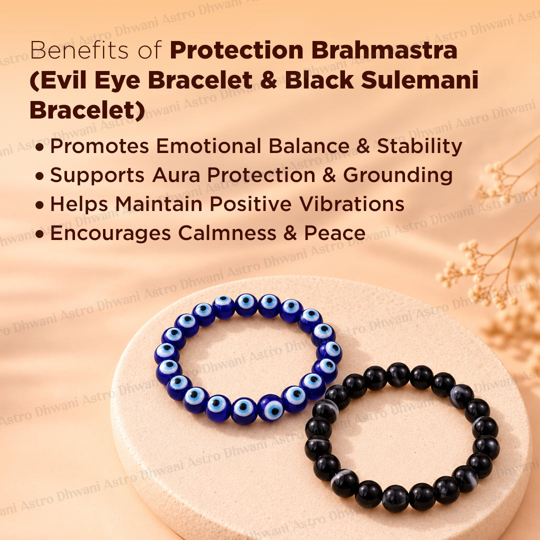 Protection Brahmastra (Evil Eye Bracelet & Black Sulemani Bracelet) - Abhimantrit & Certified