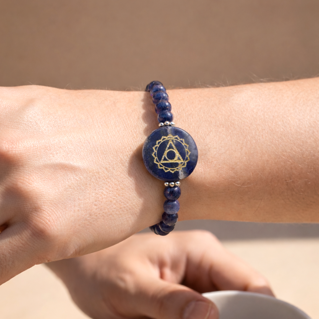 Lapis Lazuli with Third Eye Chakra Bracelet - Abhimantrit & Certified