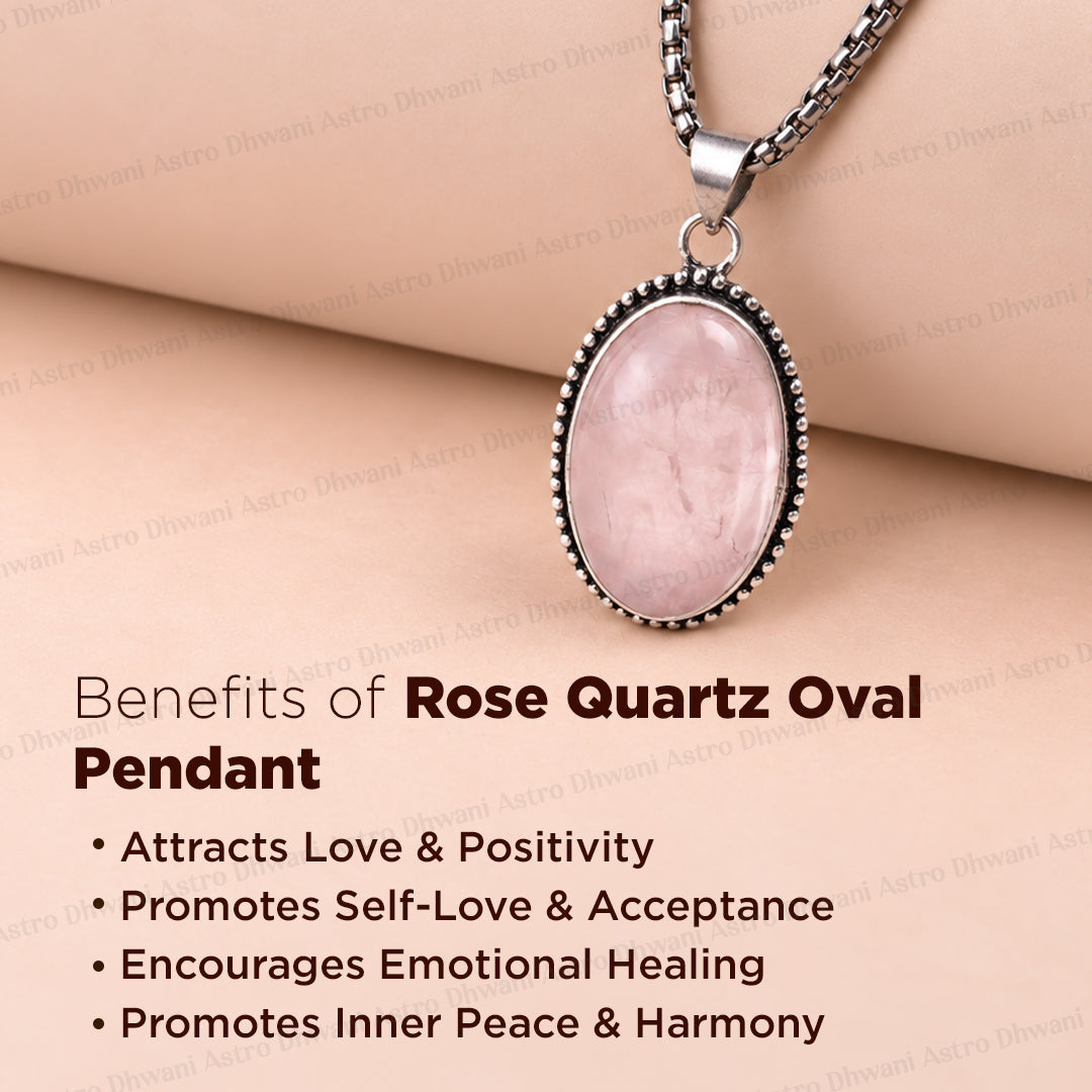 Rose Quartz Oval Stone Pendant - Abhimantrit & Certified