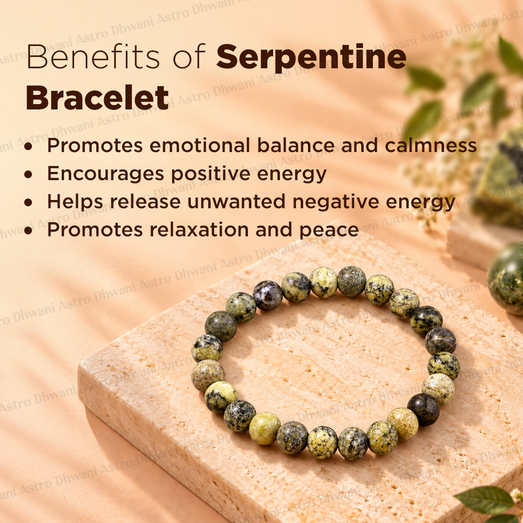 Balances Your Energy & Improves Communication: Serpentine Bracelet - Abhimantrit & Certified