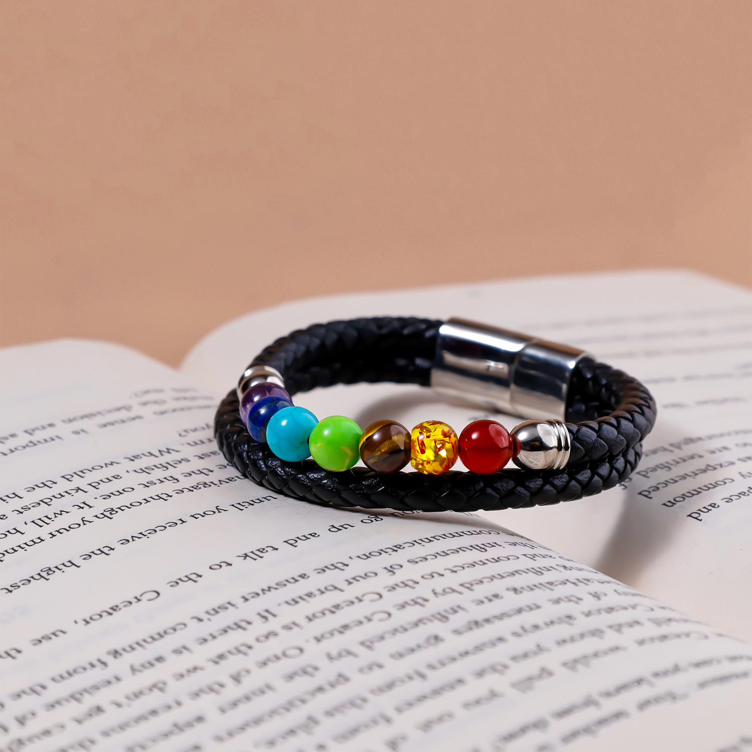 Seven Chakra Leather Bracelet