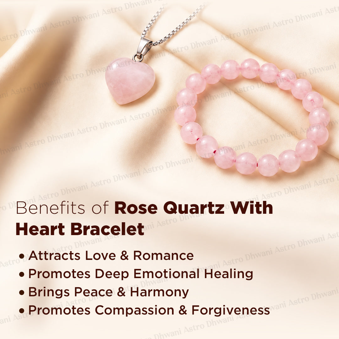 Rose Quartz Bracelet & Pendant Combo - Abhimantirt & Certified