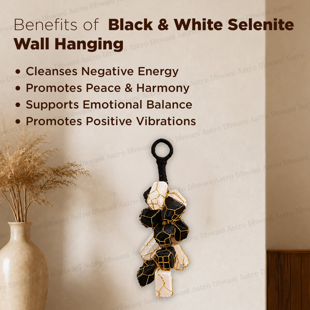 Black & White Selenite Wall Hanging - Abhimantrit