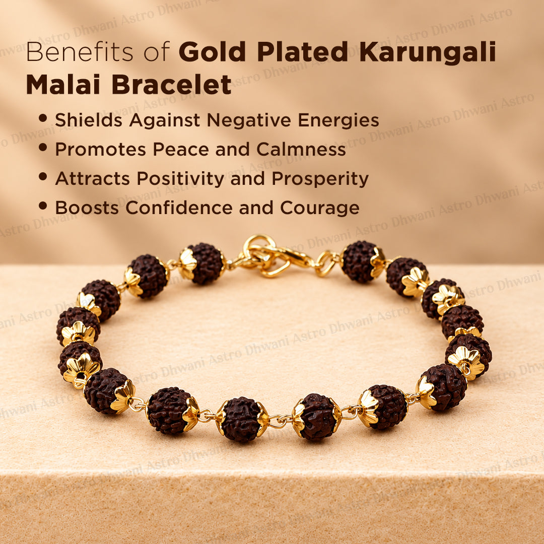 Gold Plated Karungali Malai Bracelet