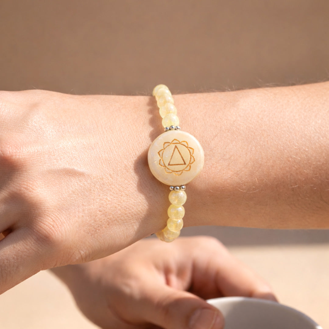 Yellow Calcite Stone Chakra Bracelet - Abhimantrit & Certified