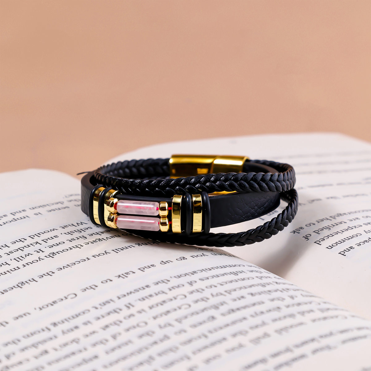 Rose Quartz Leather Bracelet 