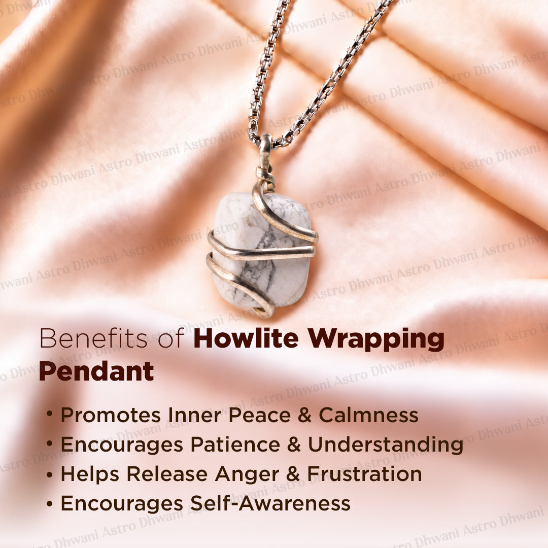 Howlite Wrapping Pendant ( Memory, Pain & Stress) - Abhimantrit & Certified