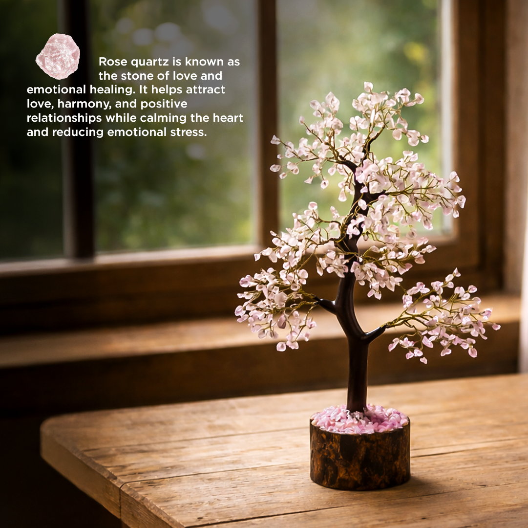 Improve Love, Relationship & Emotional Connection: Rose Quartz Tree - Abhimantrit