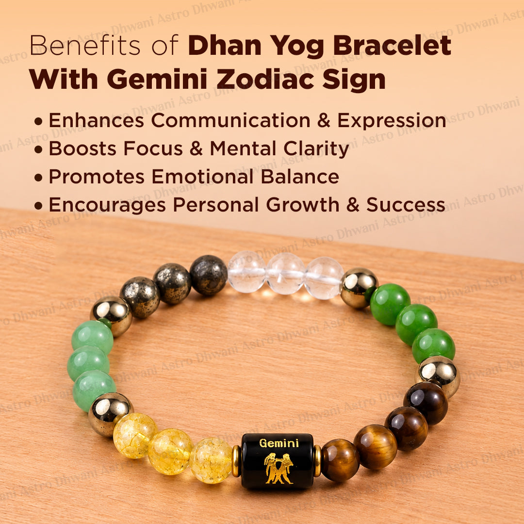 Dhan Yog Bracelet with Gemini ( मिथुन) Zodiac Sign