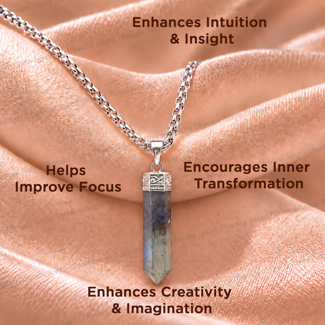 Labradorite Pencil Pendant - Abhimantrit & Certified