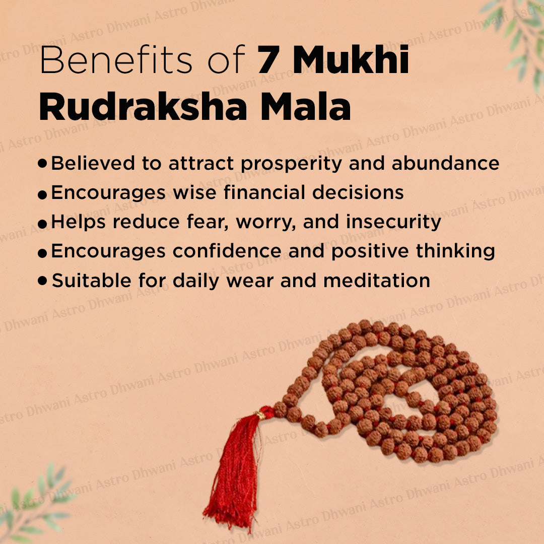 7 Mukhi Rudraksha Mala – Sacred Spiritual Necklace for Prosperity, Meditation & Inner Balance