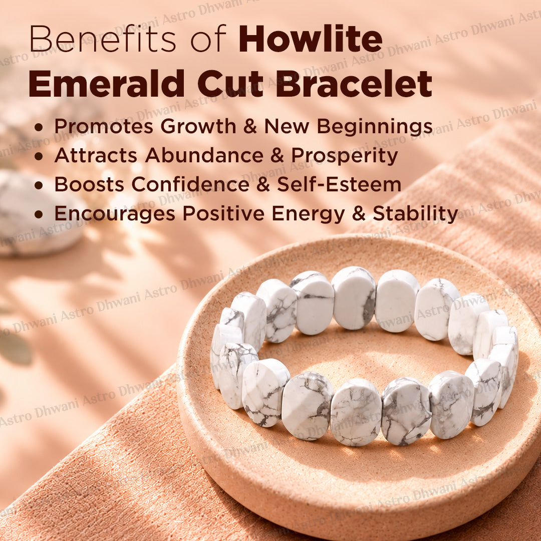 Howlite Emerald Cut Bracelet – Calm Mind, Emotional Balance & Inner Pe