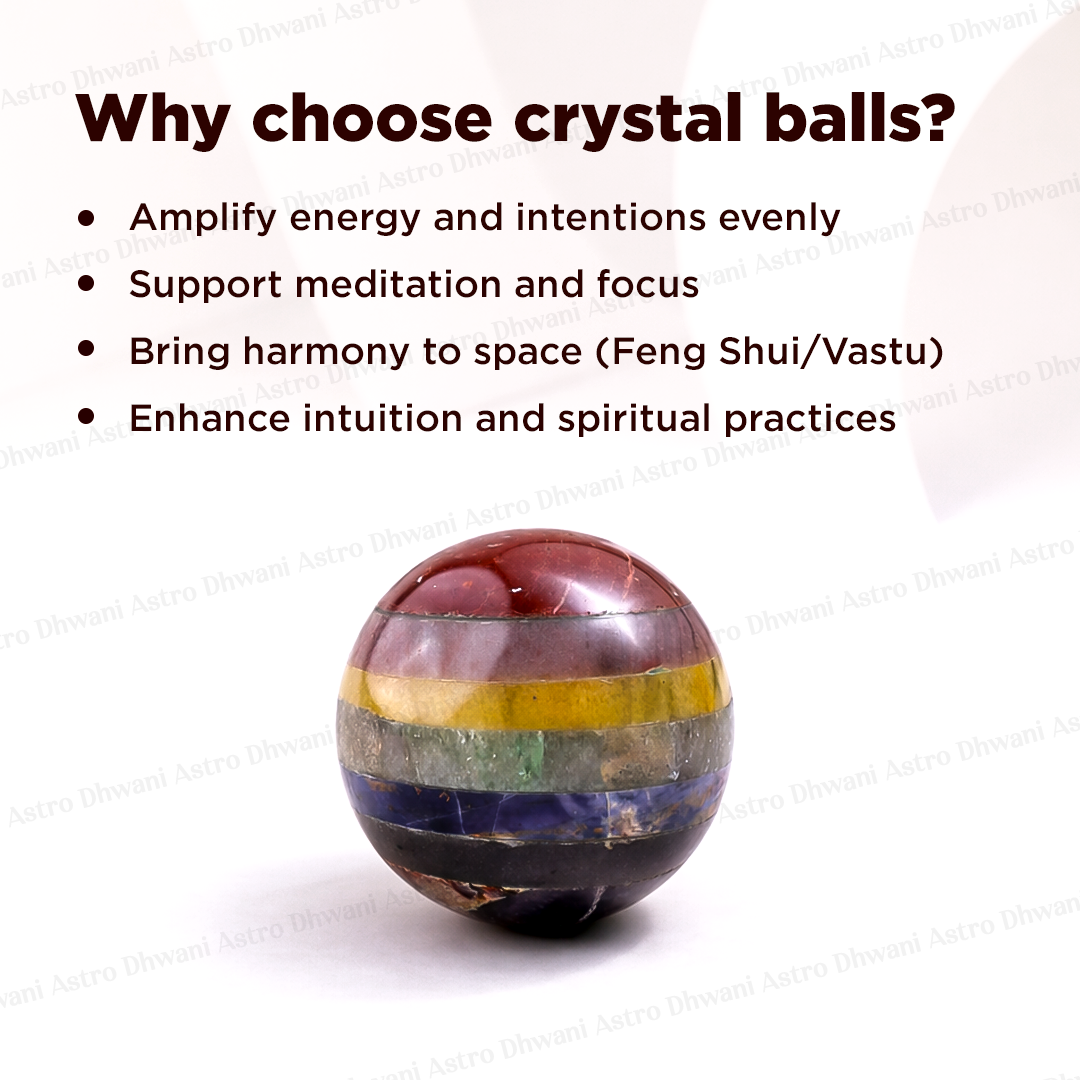 Natural 7 Chakra Crystal Ball Abhimantrit Certified