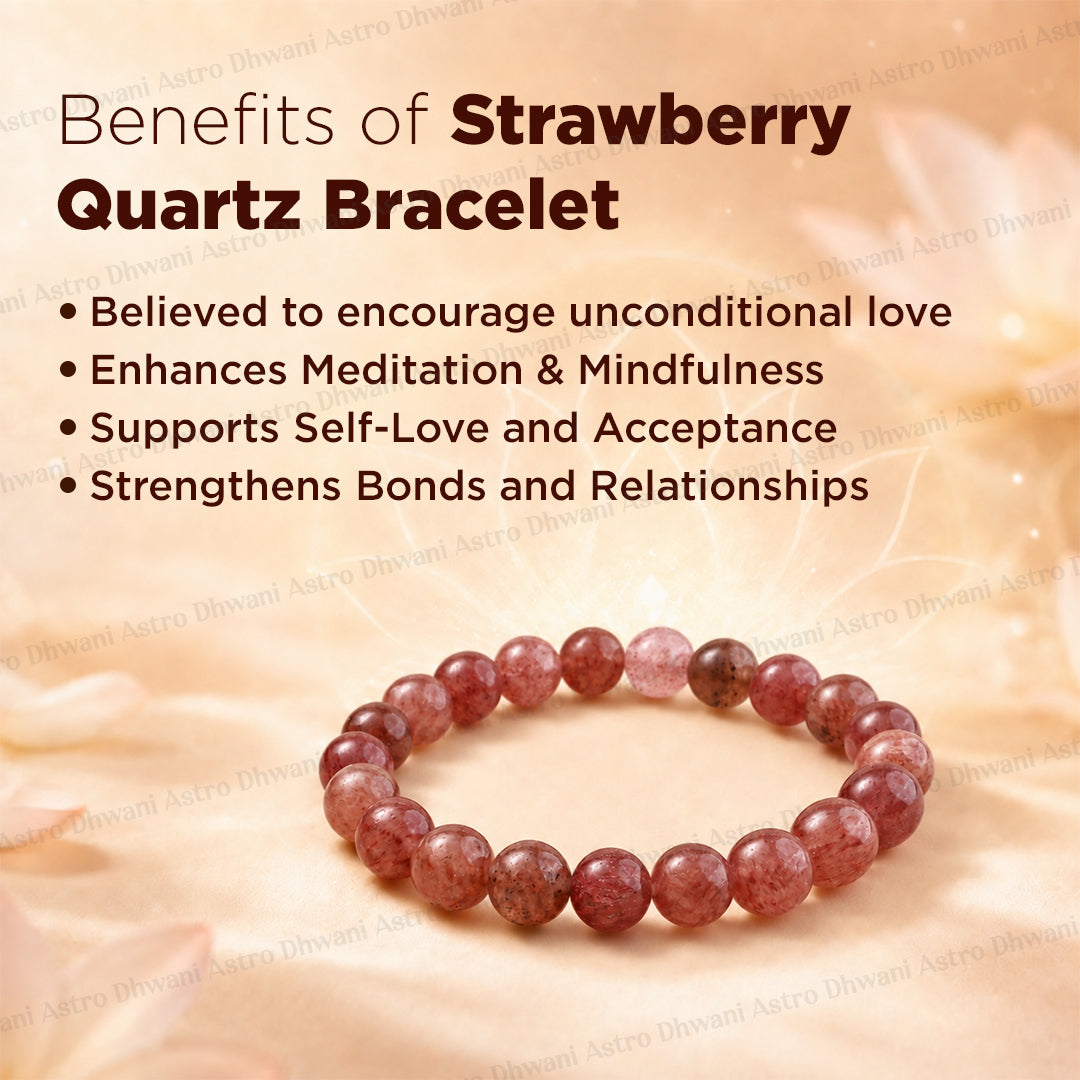 Harmonizes Energy, it activates trust and patience: Strawberry Quartz Stone Bracelet - Abhimantrit & Certified