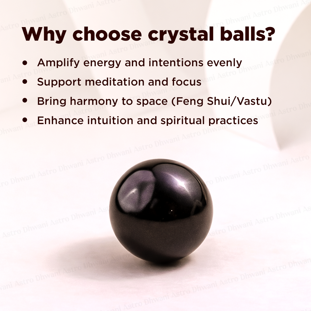 Natural Black Agate Crystal Ball Abhimantrit Certified