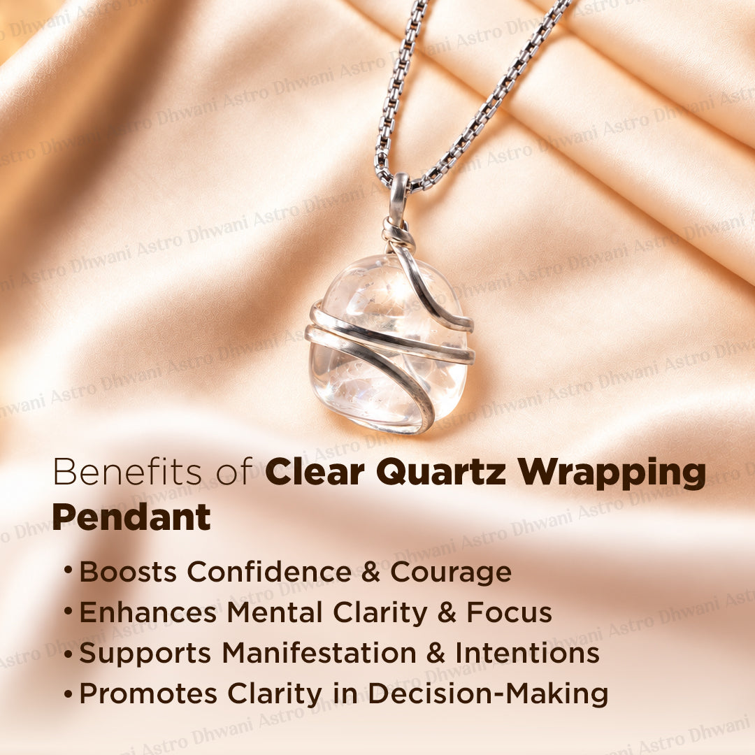 Clear Quartz Wrapping Pendant - Abhimantrit