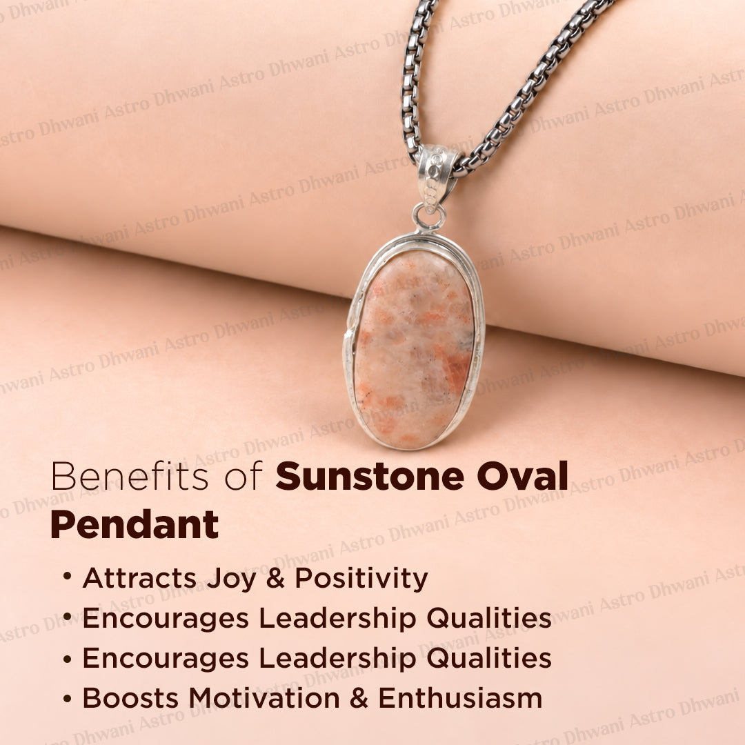 Sunstone Oval Pendant for Boosts Positive Energy & Confidence