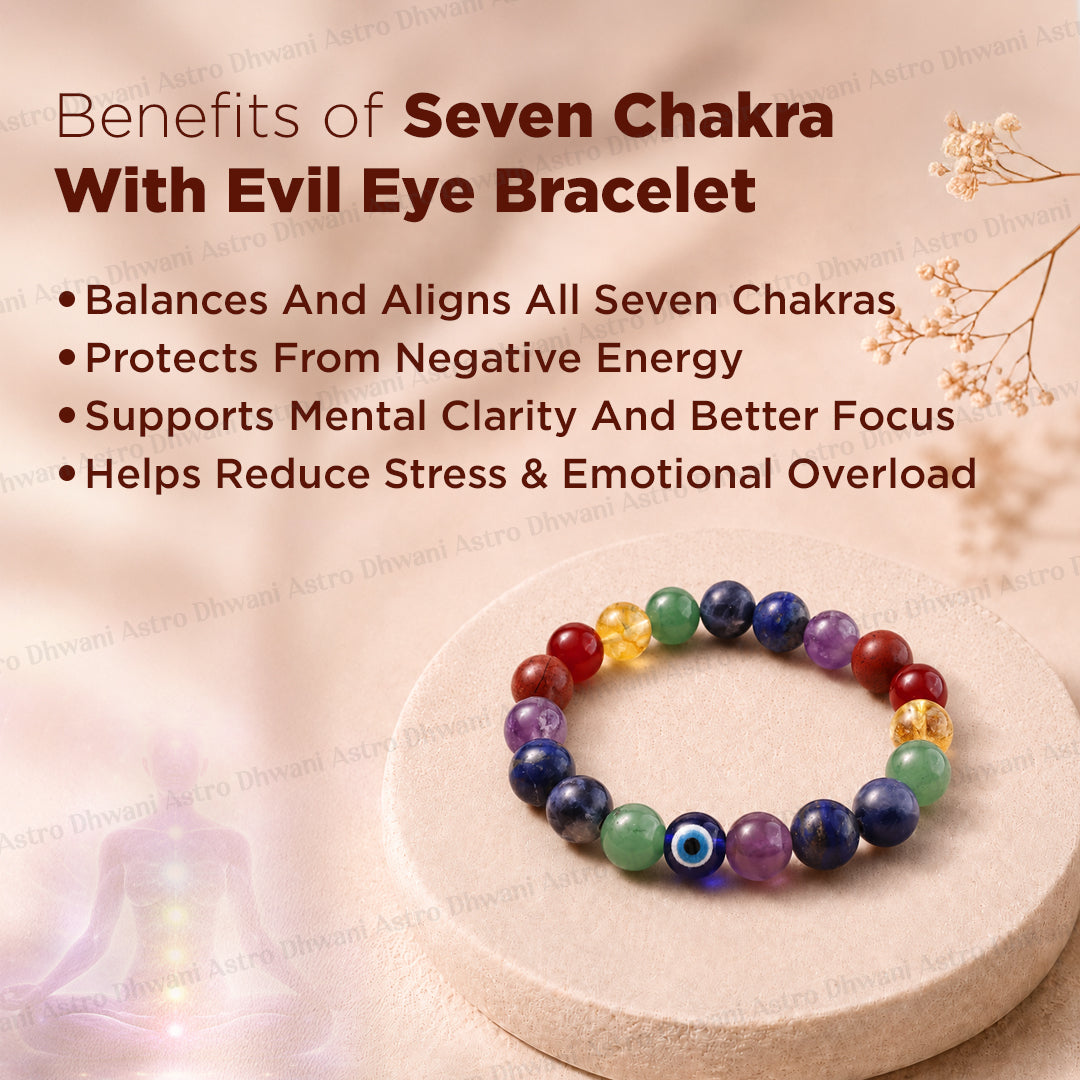 7 chakra with evil eye bracelet-Abhimantrit & Certified