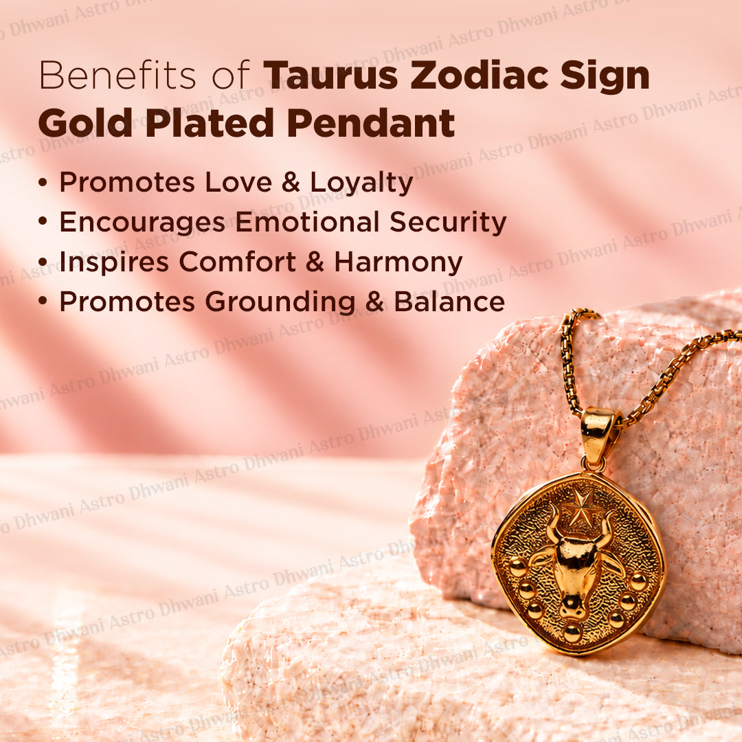 Taurus Zodiac Sing Gold Plated Pendant for Comfort & Abundance