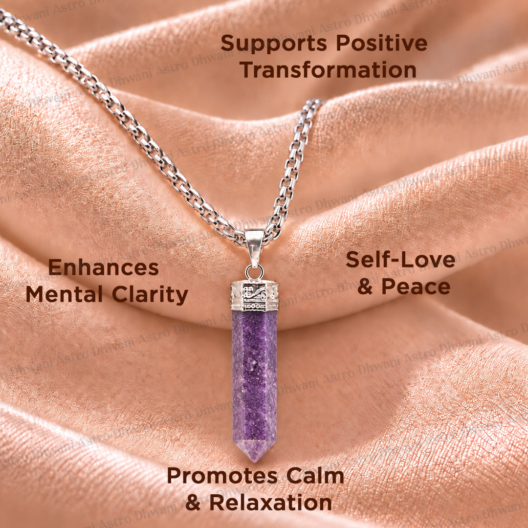 Lepidolite Pencil Pendant - Abhimantrit & Certified