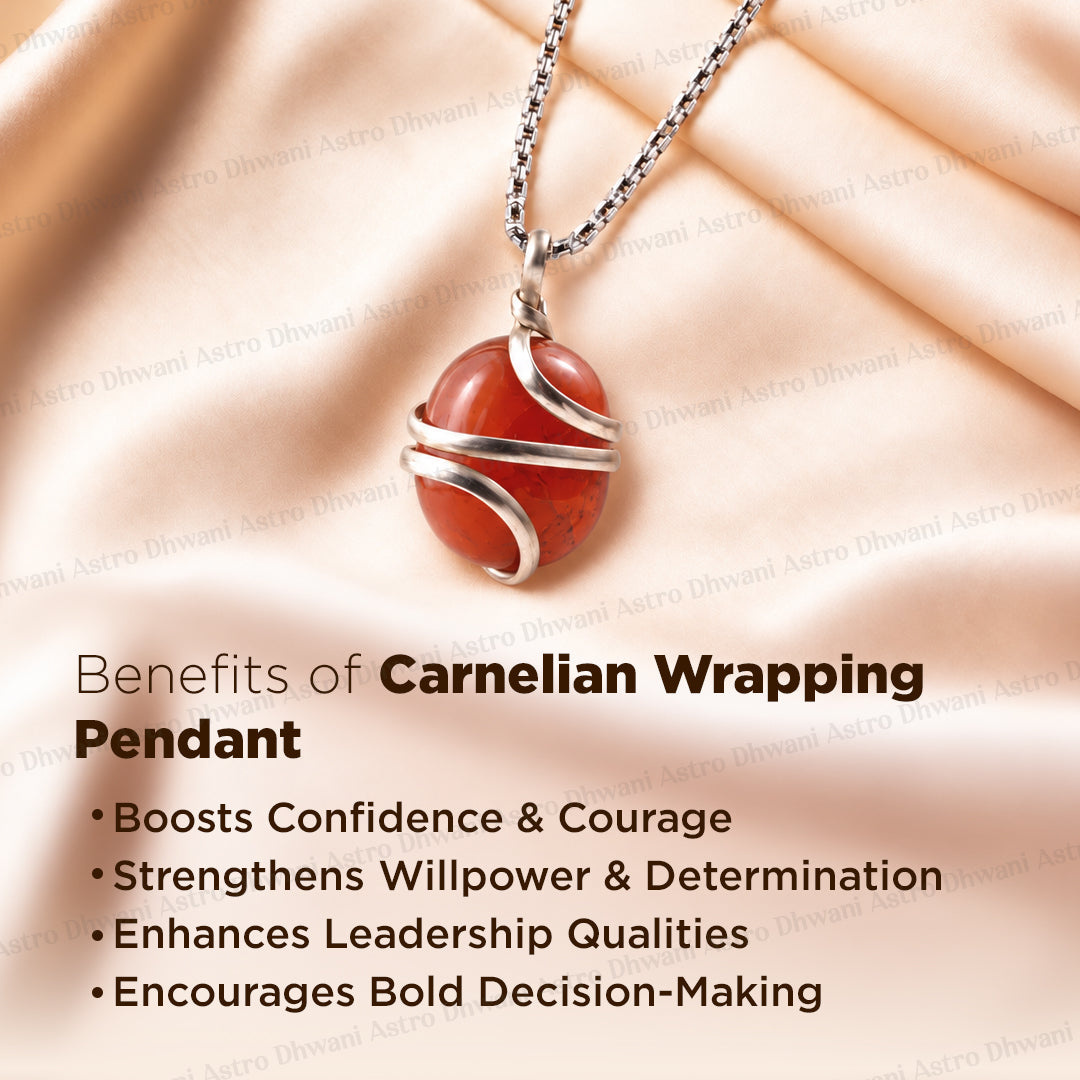 Helps Purify Blood, Lungs, Liver and Heart: Carnelian Wrapping Pendant - Abhimantrit & Certified