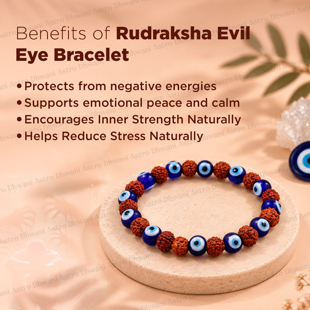 Rudraksh with Evil Eye Bracelet - Abhimantri & Certified