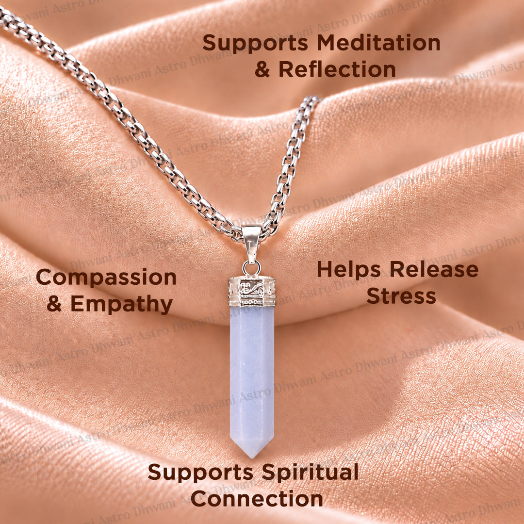 Angelite Pencil Pendant - Abhimantrit & Certified
