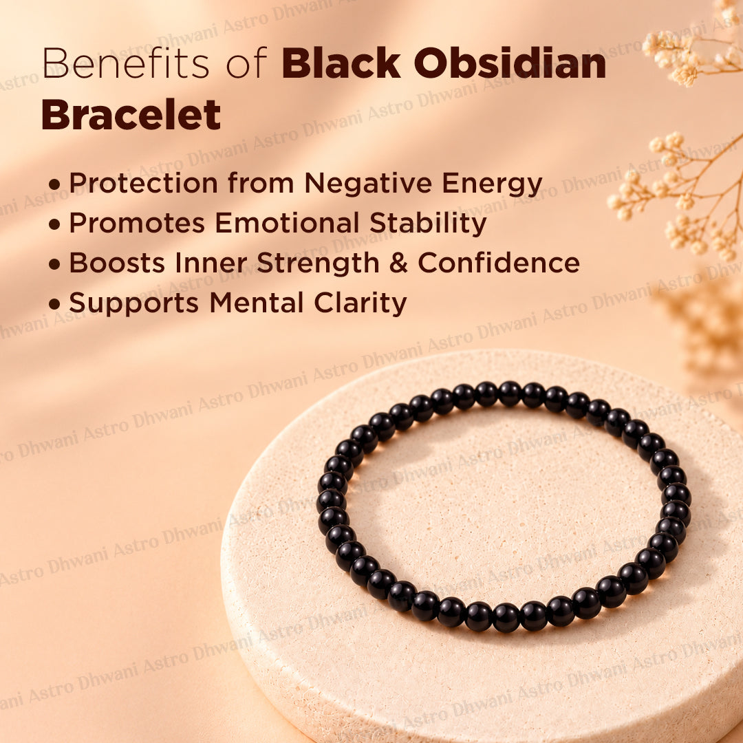 Remove Psychic Smog from Your Aura (Black Obsidian) Bracelet - Abhimantrit & Certified