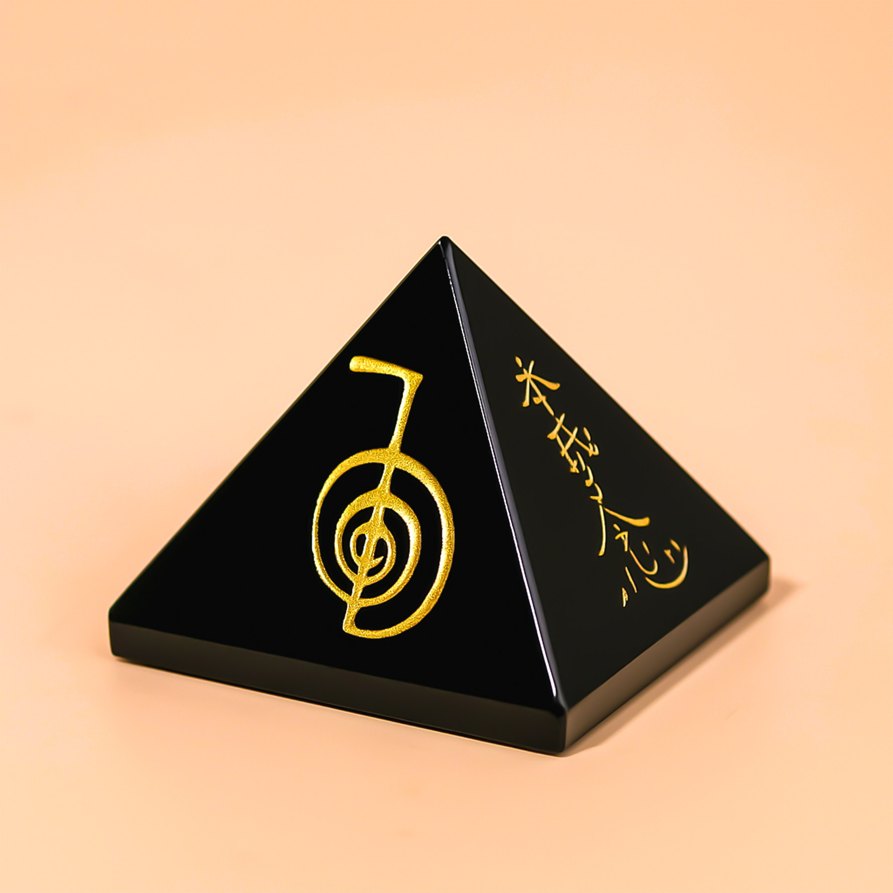 Black Tourmaline Reiki Symbol Pyramid