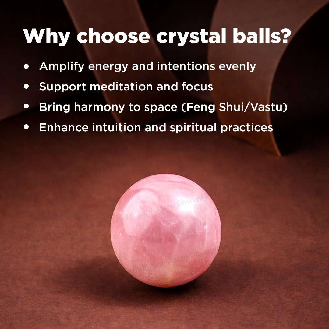 Natural Rose Quartz Crystal Ball Abhimantrit Certified