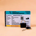 Shriful Gemological Laboratory Services card with lock and key on a beige background