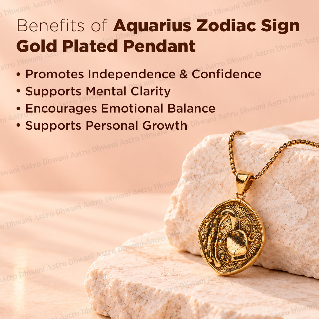 Aquarius Zodiac Sing Gold Plated Pendant for Balances Restless Thoughts