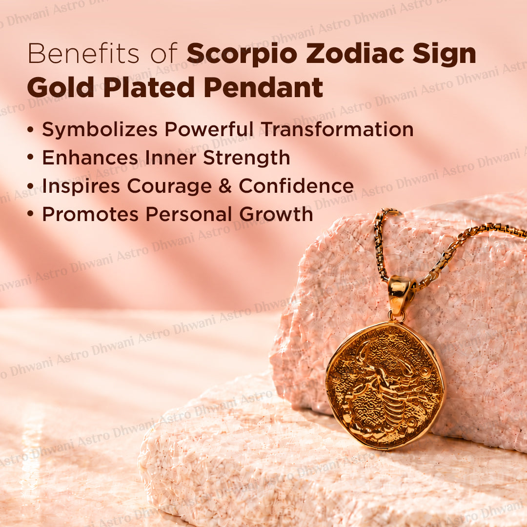 Scorpio Zodiac Sign Gold Plated Pendant for Inner Strength & Self-Awareness