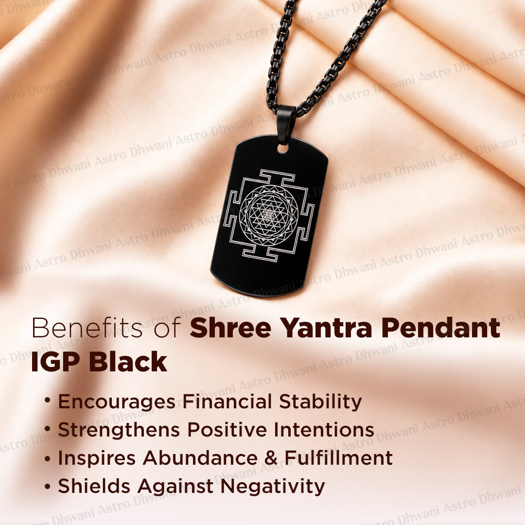Black Shree Yantra: Blessing & Protection Pendant - Abhimantrit