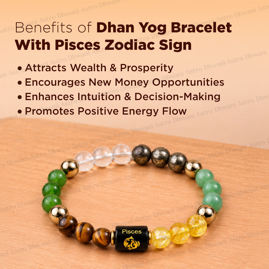 Dhan Yog Bracelet with Pisces ( मीन ) Zodiac Sign