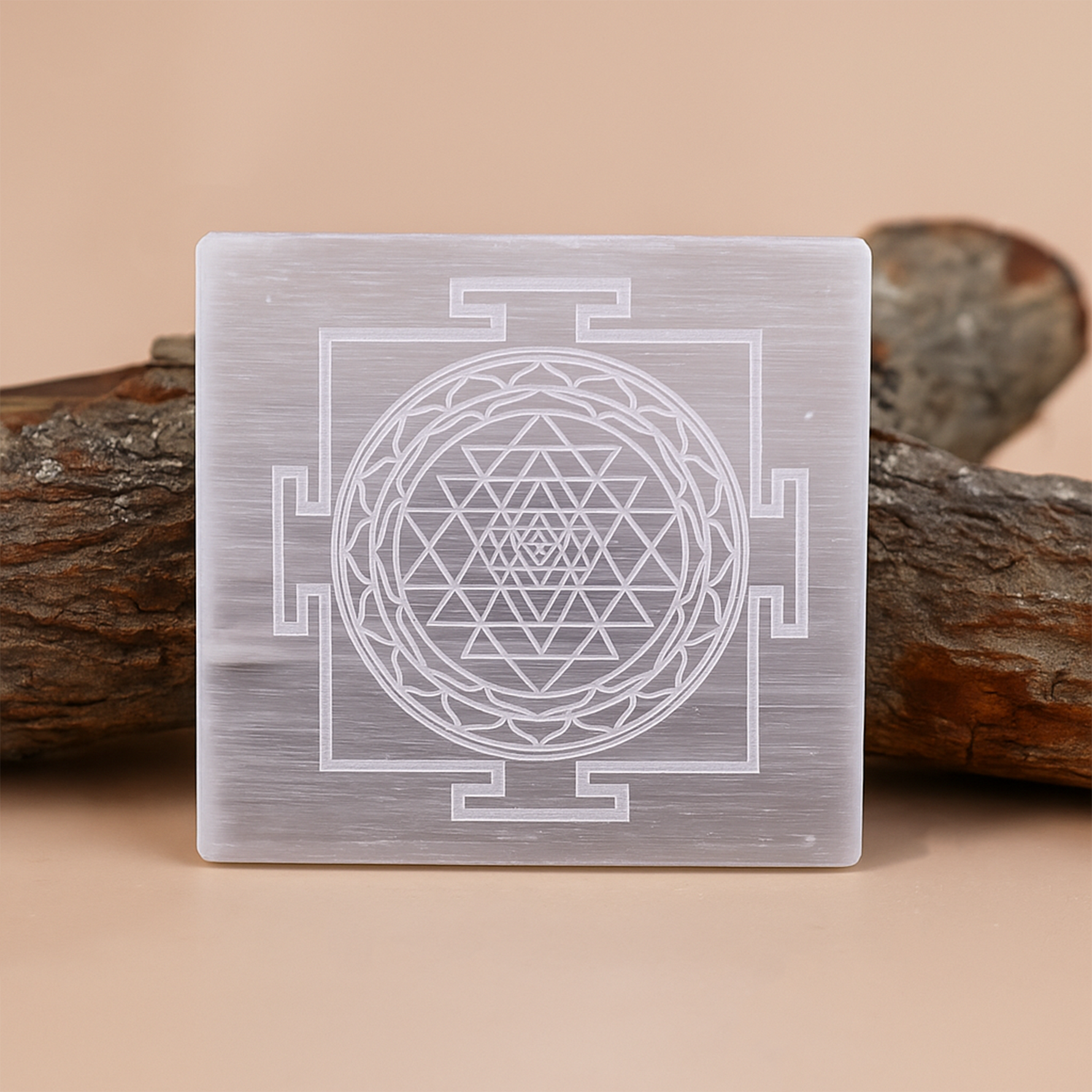 Shriyantra Selenite Plate Square – Crystal Charging & Cleansing