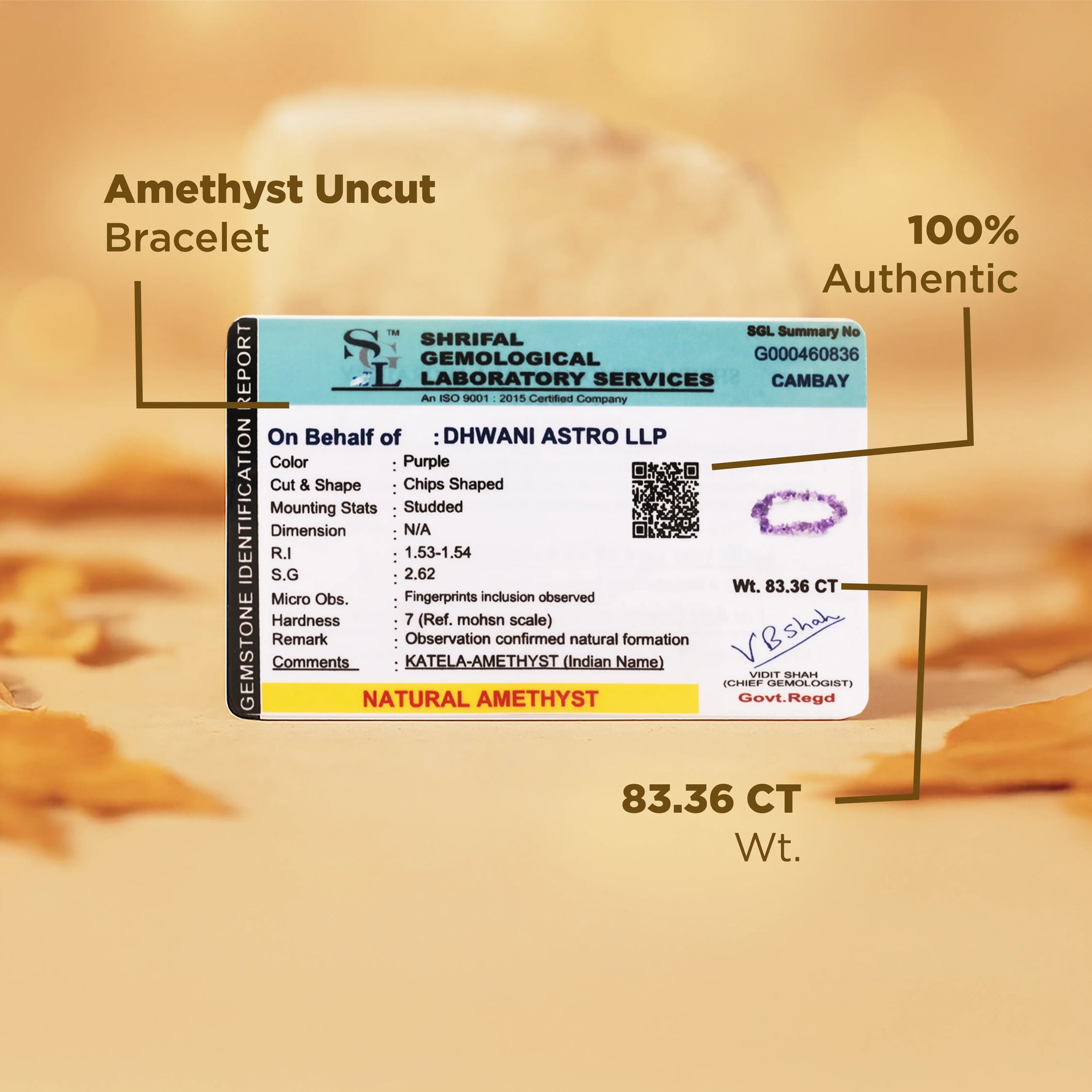 Attract Luck, Enhance Intuition, Improve Health & Skin: Amethyst Uncut Crystal Bracelet