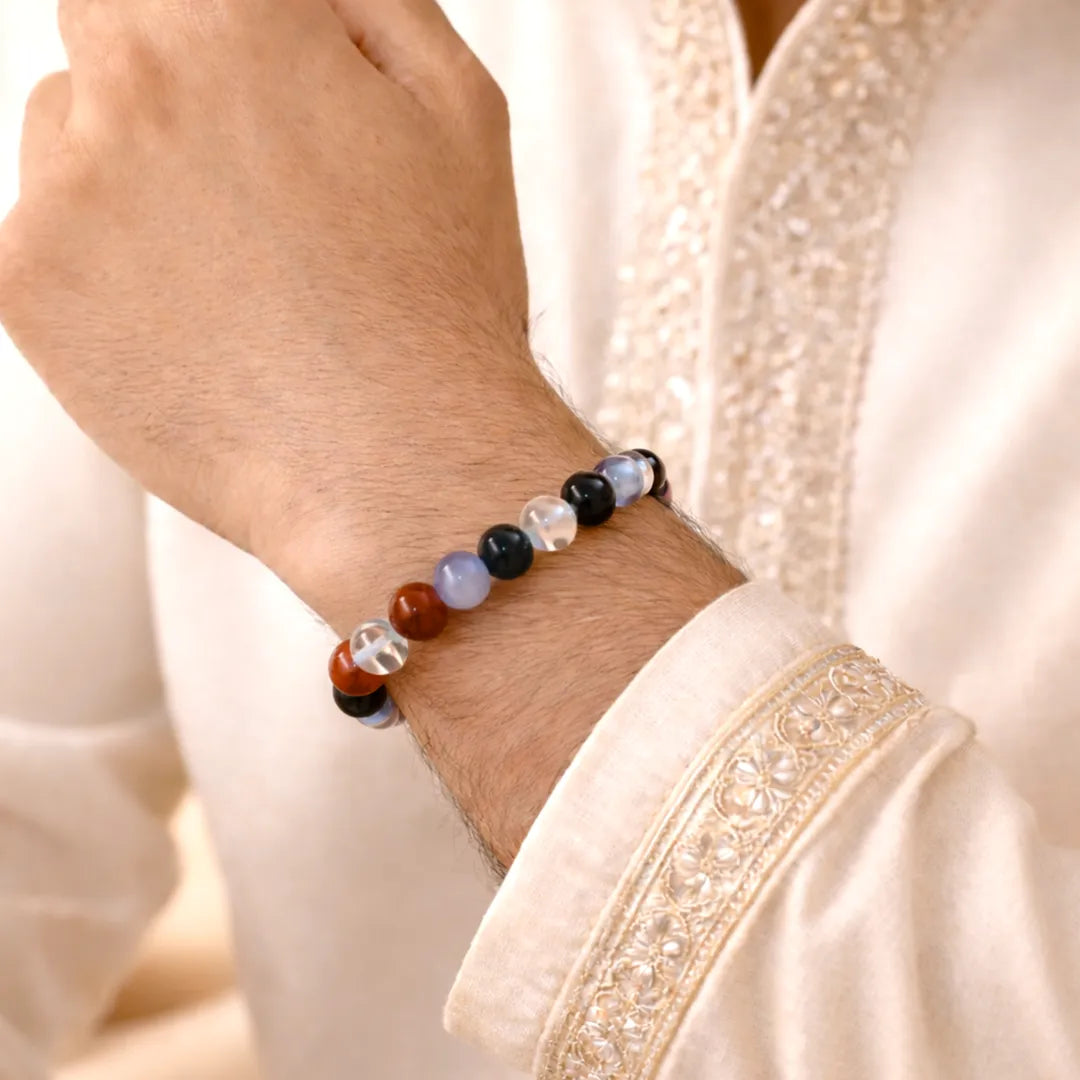 Aries Zodiac Bracelet – Natural Multi Stone Bracelet for Courage – Abhimantrit