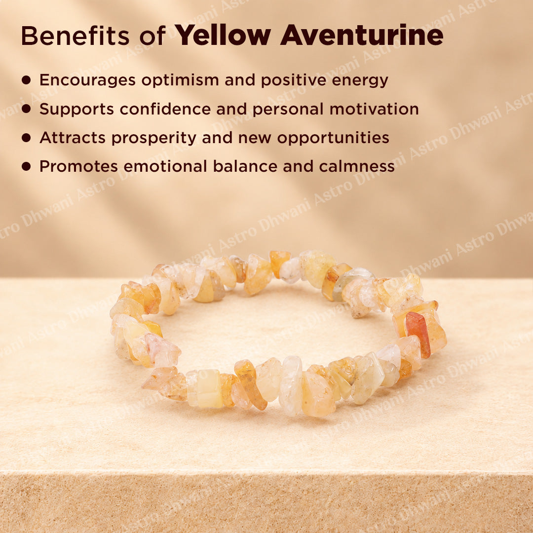 Yellow Aventurine Uncut Crystal Bracelet for Confidence, Positivity - Abhimantrit & Certified
