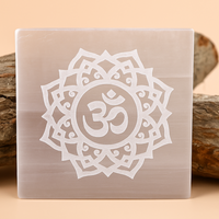 OM Selenite Plate - Crystal recharging & cleansing
