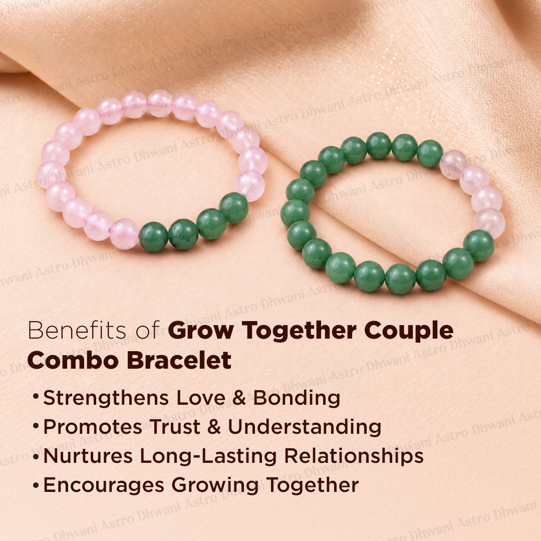 Grow Together Couple Combo Bracelet (Rose Quartz & Green Aventurine Bracelet) - Abhimantrit & Certified