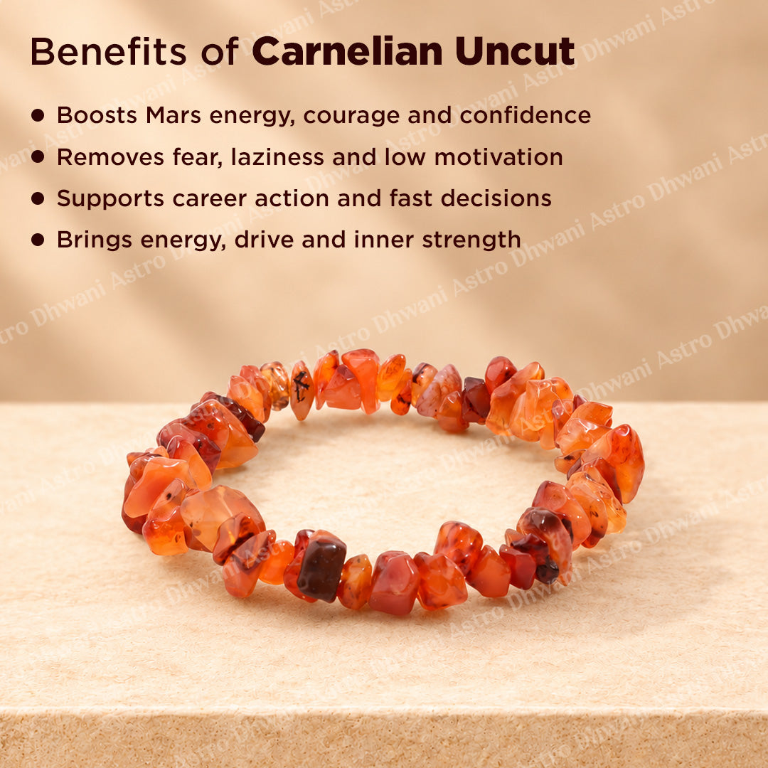 Carnelian Uncut Bracelet Supports In Achieving Goals - Abhimantrit & Certified